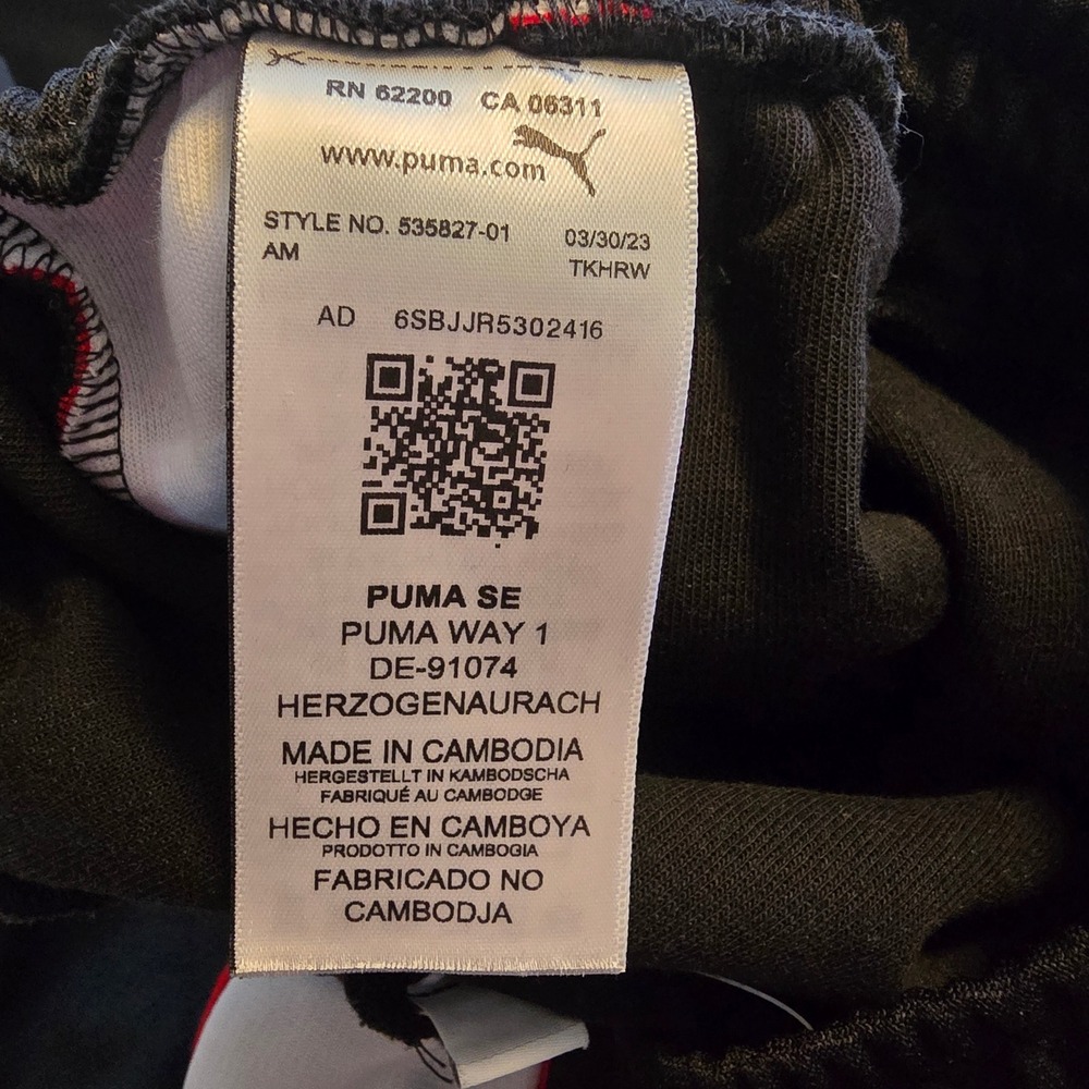 Puma Scuderia Ferrari Men S Track Pants Black Checkered Racing Joggers 535827-01 - Picture 5 of 7